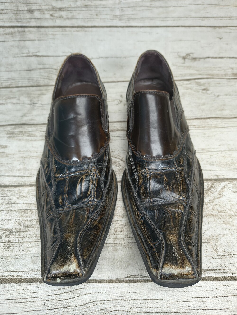 Giorgio Brutini Brown Square Toe Y2K Aesthetic Loafers Men Size 13